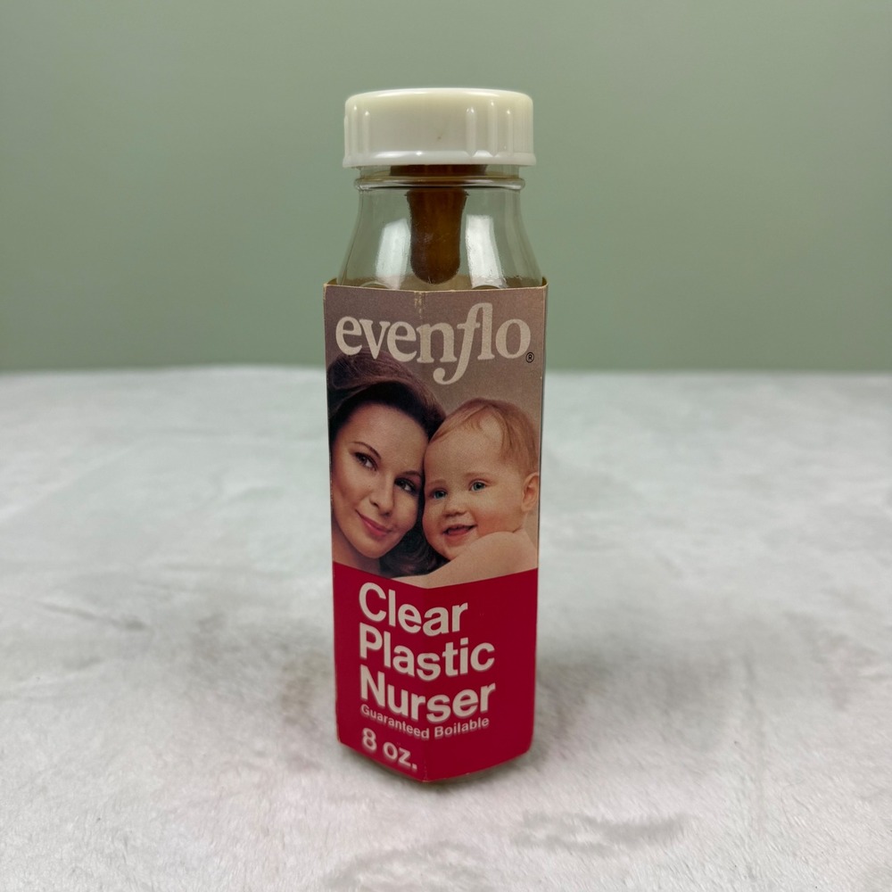 Vintage 1977 Evenflo Clear Plastic Nurser 8oz Baby Bottle LEXAN Questor Corp